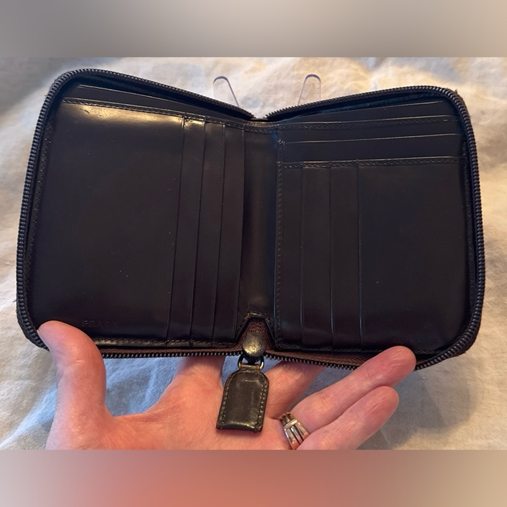 Prada Brown Leather Zip Around Wallet - Picture 10 of 16
